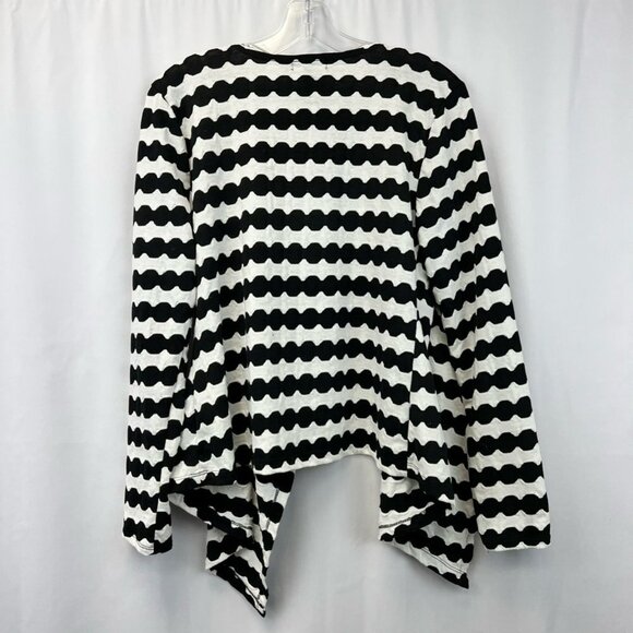 Karen Brooks Womens Cardigan Sweater Black White Stripe Long Sleeve Open Front S - Picture 2 of 10